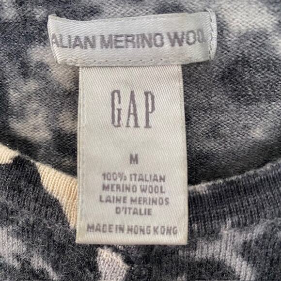 Vintage Gap Italian Merino Wool Cardigan Sweater Black/Gray/Off White Women's M - Picture 4 of 11